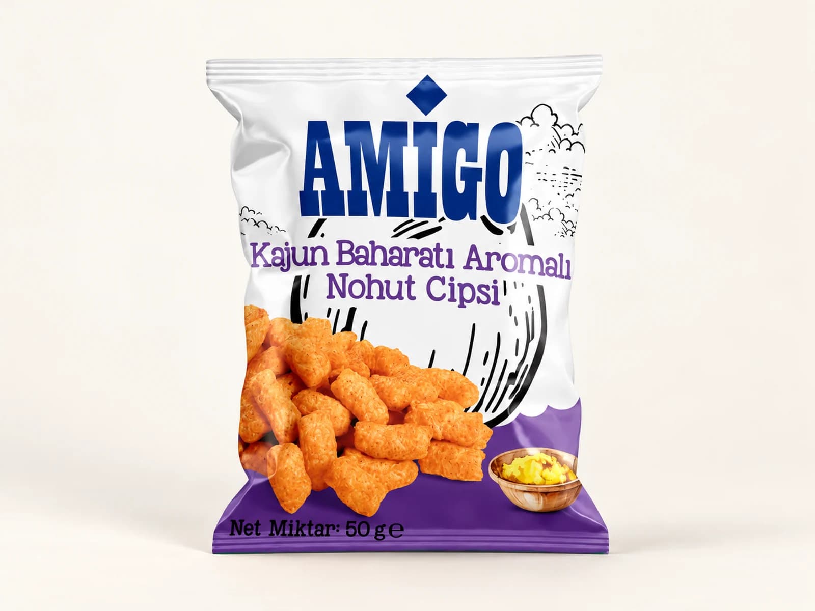 Amigo Kichererbsenchips mit Cajun-Gewürzgeschmack – 50 g